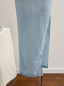 Soleia Women's Vacation Aqua Green Jacquard Textured Ruched Backless Cutout High Slit Dress Fall Dresses For Women   School Clothe  Rave Outfits  Concert Tops   Homecoming Dress   Christmas Clothes  Office Dress  Date Night Outfits Women Dress For Wedding Guest  Birthday Dresses For Women   Halloween Costumes  Brunch Outfits For Women  Sexy Bohemian Clothes For Women  Fairycore White Lace Dress Fringe Dress Fall Dresses For Women Teacher Dress Korean Flowy Dress - Blue - View 6