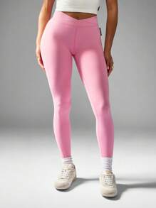 Missguided x Playboy Quần bó tập thể dục cạp cao định hình cơ thể Quần bó liền mạch siêu mềm Quần bó tập yoga thể thao thiết kế nâng mông có nếp gấp - Hồng - Xem 5