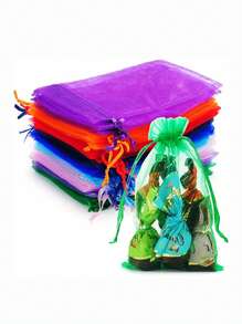 10/50/100PCS, Organza Gift Packaging Bags, Gold Organza Candy Bags, Christmas Colorful Multi-Color Gift Packaging Bags Table Supplies, Lavender Spice Packaging Bags, Christmas Home Supplies, Festival Wedding Party Favor Packaging Supplies - Multicolor - View 10