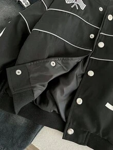 SHEIN 秋冬童装男童赛车手赛车夹克 - 黑色 - 查看 4