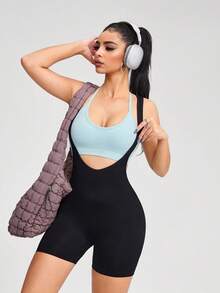 Innovista 无缝健身套装 运动 秋季 速干 日常 休闲 瑜伽 普拉提 高强度间歇训练 跑步 骑行 运动服 印花文胸和连体裤 内置文胸 可拆卸胸垫 收腹 压缩 有氧运动 拳击 骑行 户外运动 健康 TT 爆款 IG Reels FYP INSTA OOTD Y2K风格 节日必备 北极光 黑绿 职场妈妈 健身套装 两件套 运动实用时尚，绑带设计，超无缝 - 黑色 - 查看 11