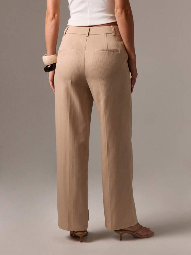 Textured Wide Leg Dress Pants With Clean Lines