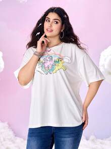 My Little Pony X SHEIN 夏季大码可爱小马印花圆领短袖T恤