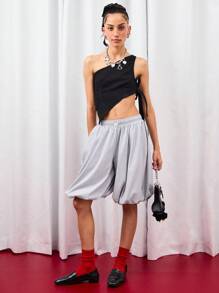 COUREZ 条纹蓬松短裤/女士夏季服装夏季短裤 Y2K 复古