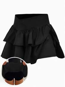 少女休闲纯色短裙 - 黑色 - 查看 7