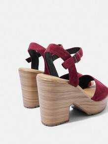 Styleloop 女士高跟凉鞋，编织度假风格，波西米亚风装扮，适合万圣节、圣诞节、派对 - 酒紅色 - 查看 5