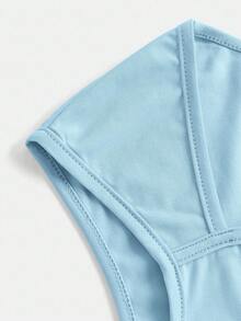 Áo thun nữ sinh màu xanh nhạt, nhún ngực, dễ thương, dễ thương, mặc hàng ngày khi đi dã ngoại ngoài trời mùa xuân, thích hợp cho nhiều dịp khác nhau - Màu xanh nhạt - Xem 4