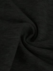 SHEIN Girlism 少女短款长袖黑色圆领卫衣，休闲简约风短款上衣，少女卫衣，宽松卫衣，短款卫衣，长袖卫衣，秋冬短款卫衣 - 黑色 - 查看 6