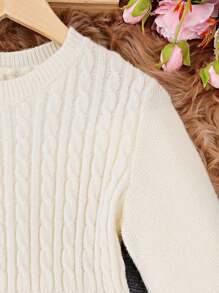 Vestito in maglia testurizzata con vita stretta in stile retrò per ragazze, adatto per casa, uscite, feste, ritorno a scuola - Albicocca - Visualizzare 7