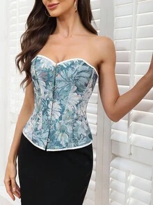 SHEIN 女士花卉提花前扣吊带背心 - 彩色 - 查看 3