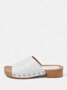 Styleloop 女士编织高跟凉鞋，波西米亚风格度假装 - 白色 - 查看 2