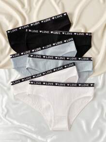 SHEIN 6 قطع/مجموعة من الملابس الداخلية الرياضية البسيطة ذات اللون الأحادي للفتيات، مناسبة لعيد الحب، الملبس والديكورات