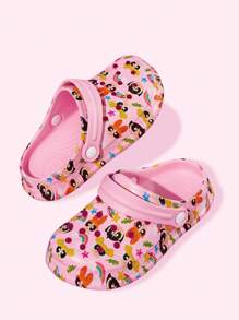THE POWERPUFF GIRLS X SHEIN 可爱花朵、泡泡、毛茛图案粉色女童花园拖鞋，透气速干儿童水鞋，轻便耐用EVA材质，花朵、泡泡、毛茛图案，适合室内、浴室、游乐场、游泳池、海滩等场所穿着，Y2K - 粉色 - 查看 9