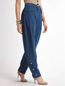 Quần jeans ống loe nữ kiểu dáng thường ngày, thích hợp cho kỳ nghỉ. - Rửa tối - Xem 1