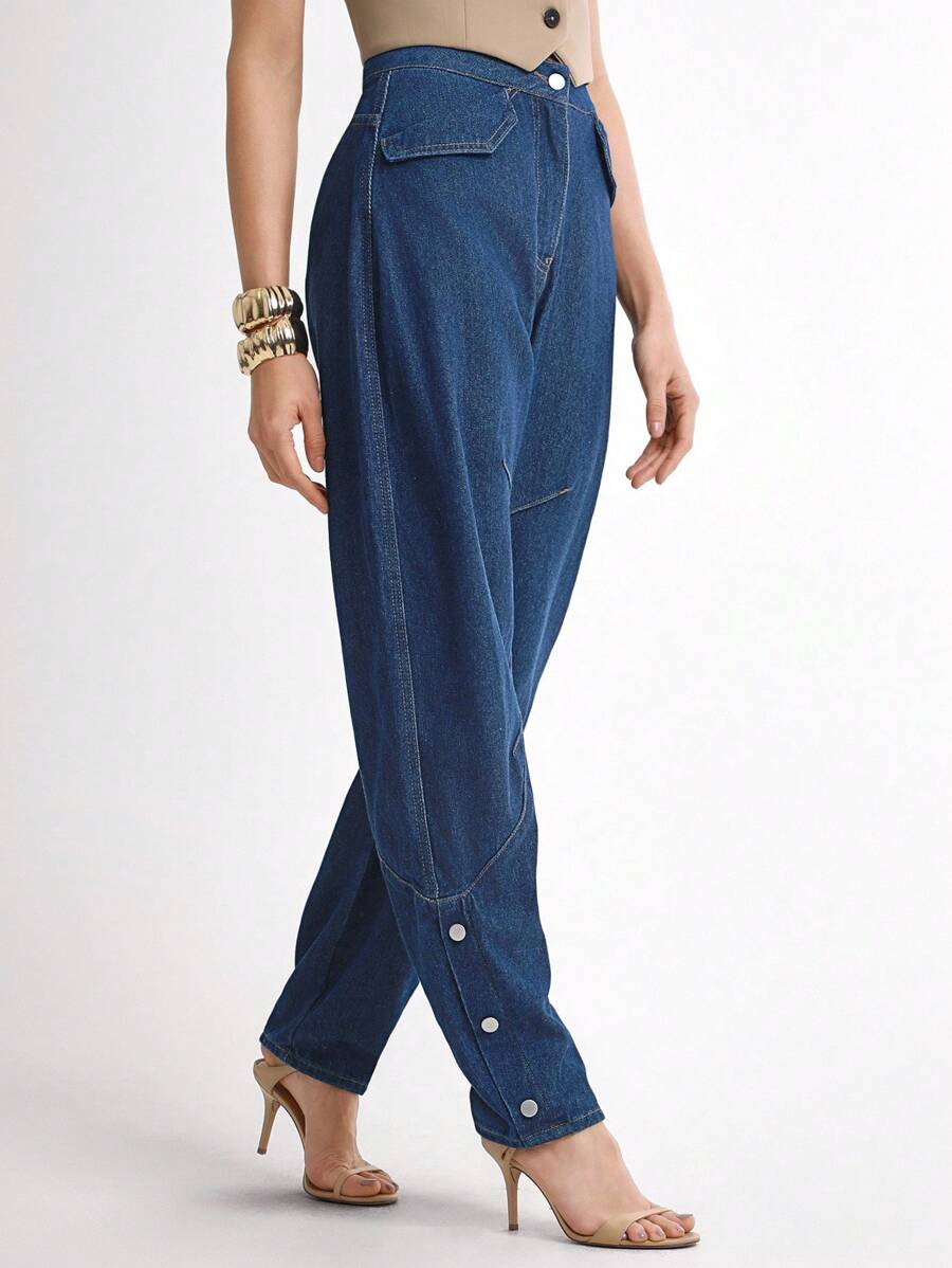 Quần jeans ống loe nữ kiểu dáng thường ngày, thích hợp cho kỳ nghỉ. - Rửa tối - Xem 1