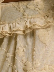 MUSERA 花卉网纱荷叶边多层迷你裙 西部街头风 节日优雅 Y2K 性感可爱 90 年代中西部风情 夏日假期 节日 - 奶油色 - 查看 6