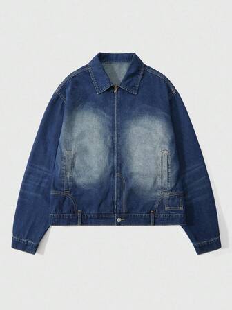 Street Life Chaqueta vaquera casual y vintage lavada para hombre, otoño