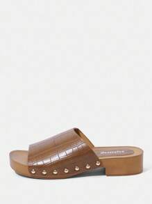Styleloop Chocolate Brown High Heel Sandals, Woven Texture, Bohemian Style - Brown - View 2
