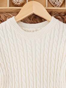 Vestito in maglia testurizzata con vita stretta in stile retrò per ragazze, adatto per casa, uscite, feste, ritorno a scuola - Albicocca - Visualizzare 4