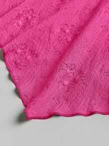 SHEIN Unity Áo thun Jacquard màu trơn mùa hè dành cho nữ - Màu Hồng Tươi - Xem 4