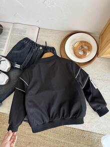 SHEIN 秋冬童装男童赛车手赛车夹克 - 黑色 - 查看 2