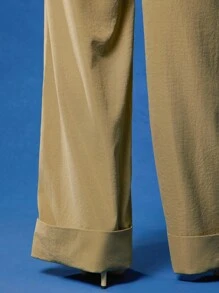 NYA SZN High Rise Baggy Oversized Pants Business Wear Guest Modest - Army Green - View 5