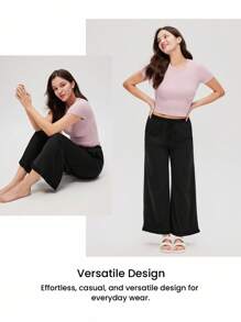 LUVLETTE Women Soft Black 100% Pure Cotton Wide Fit Women Lounge Bottom Airy Pajama Pants Cute Pajama Pants With Pockets Romantic Living Cozy At Home - Black - View 8