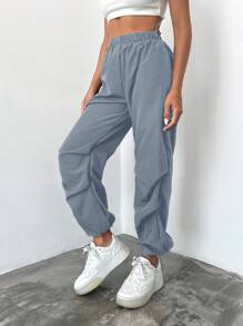 RueChic Women's Gray Long Pants, Suitable For Jogging - Grey - View 3