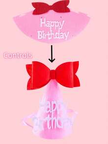 1 bộ đồ trang trí tiệc sinh nhật cho thú cưng, bao gồm băng rôn, mũ, bóng bay hình bàn chân, yếm và nơ, thích hợp cho lễ kỷ niệm - Hồng - Xem 6