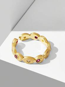 MOTF PREMIUM 18K GOLD-PLATED PURPLE STONE OPEN RING