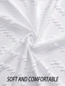 SHEIN 1 件波西米亚纯色编织面料浴帘，包含 12 个挂钩，可机洗针织窗帘，流苏 72 英寸 X 72 英寸现代农舍极简主义，毛绒复古纹理，浴室防水浴帘，酒店装饰家居浴室装饰夏季浴室配件 - 彩色 - 查看 5