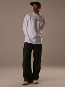 Musero 男士宽松圆领印花长袖上衣 春夏款 - 白色 - 查看 5