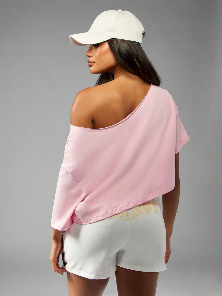 Missguided x Playboy Top corto con hombros descubiertos y corte informal relajado