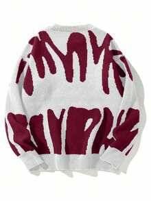 EURMUSE 休闲字母图案圆领毛衣，秋冬 - 彩色 - 查看 2