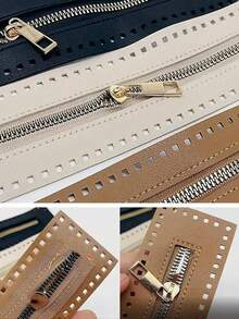 1pc Double Sided PU Leather Zipper Puller, Universal Luggage Hardware, Durable Woven Bag Straps With Pinholes, Elegant Double Sided Woven Faux Leather Zipper Puller, Bag Hardware, Leather Zipper, Woven Zipper Puller For DIY Bag Making, Suitable For Custom Handbags, Totes, Clutches And Accessories - Multicolor - View 1