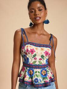 Travachic 女士度假印花雪纺吊带背心 - 彩色 - 查看 5