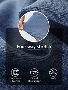 SHEIN EZwear Damen anliegende Denim-Shorts mit Taschen, lässiges und vielseitiges Strickmaterial - Blau - Übersicht 8