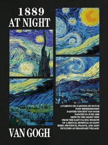 男士夏季標語油畫印花圓領短袖休閒T恤 - 黑色 - 查看 7