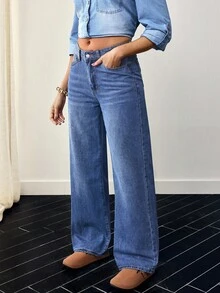 Women's Casual Denim Pants, Stylish For Summer - Medium Wash - View 6