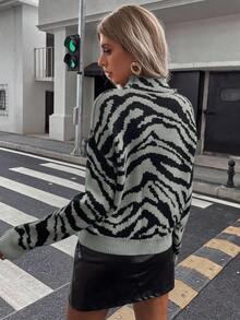 EMERY ROSE Fashionable Commuter Contrast Color Dropped Shoulder Sweater Fall Winter Cloth For Women - Multicolor - View 2