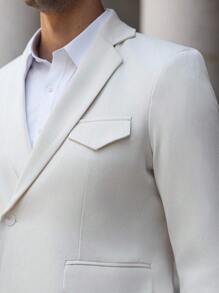 Calvornis Men's Solid Color Business Commute Suit Set (Jacket & Pants)