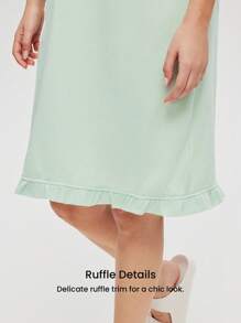 LUVLETTE 透气棉质薄荷清新性感睡裙新娘内衣女士轻盈睡衣可爱吊带裙时尚休闲舒适套装娃娃装浪漫居家舒适，也适合青少年女孩、年轻女孩和儿童，女士睡衣内衣，春夏棉质睡衣夏季连衣裙 - 綠色 - 查看 9