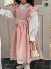 DAZY Girls (Small) Summer Cap Sleeve Fresh Puffy Mid-Length Cute Party Birthday Mid-Length Dress