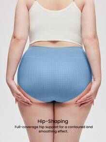 LUVLETTE Plus 3 条装棉质高腰女士内裤套装-柔和色 - 彩色 - 查看 3