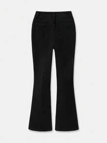 lacRébo Black Denim High Waisted Flare Jeans With Pockets Teacher Office Spring Summer - Black - View 7