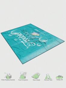 THE POWERPUFF GIRLS X SHEIN 泡泡图案毛毯蓝绿色美学柔软蓬松盖毯舒适卡通床罩卡哇伊可爱闪亮装饰 - 彩色 - 查看 4