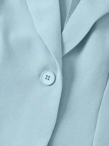 EMERY ROSE Women's Button-Up 3/4 Sleeve Casual Blazer For Home, Outdoor - Sky Blue - View 7