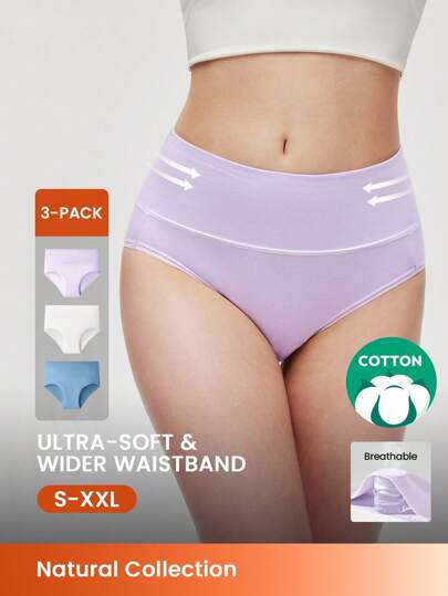 LUVLETTE Paquete de 3 bragas de algodón de talle alto para mujer - Rosa