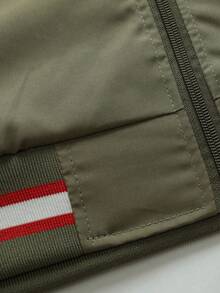 Manfinity Homme Giacca bomber da uomo con bordi a righe, vestibilità morbida (senza maglietta), autunno