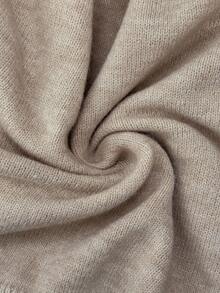 Elenzga Áo len cardigan thanh lịch thường ngày cỡ lớn có nơ cho nữ - Màu Khaki - Xem 3
